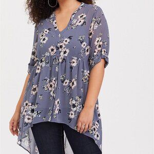 Torrid Gray Floral Lexie Top
